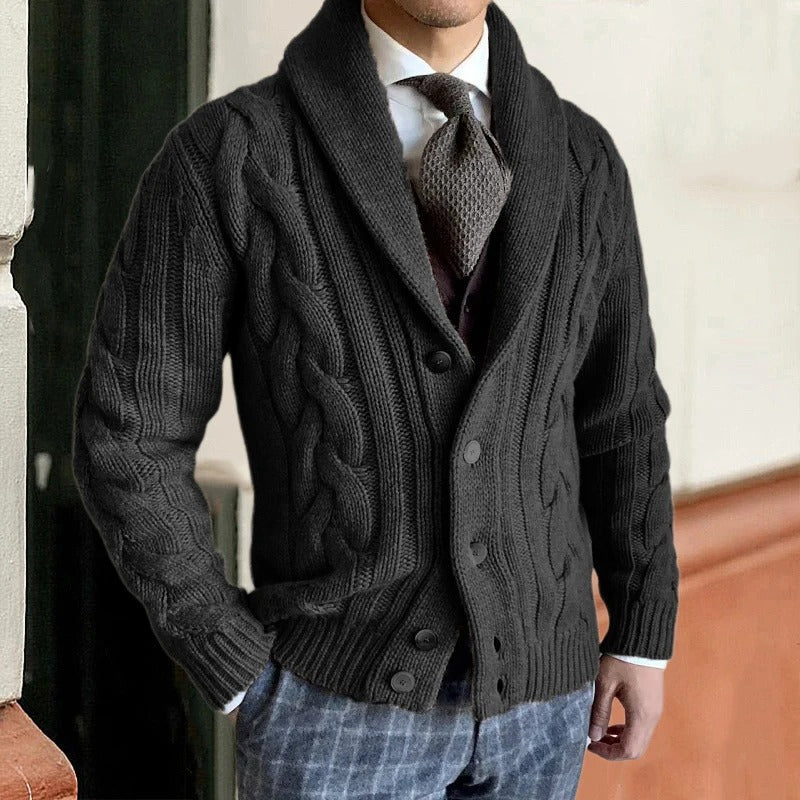 Dama Washington Linus men's shawl collar cable knit sweater - view 4