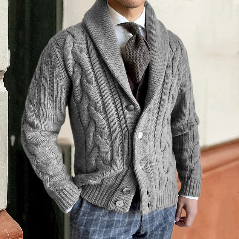 Dama Washington Linus men's shawl collar cable knit sweater - view 2