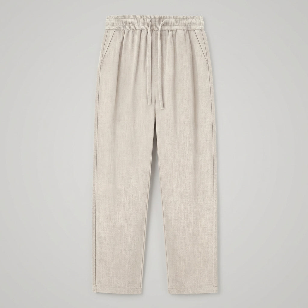 Axel | Men's Linen Pants Cream Drawstring Relaxed Fit