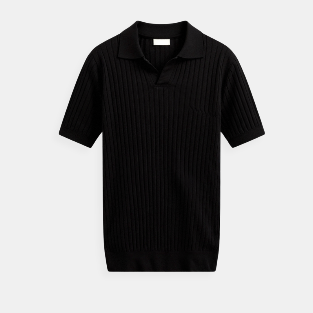 Axel | Men's Ribbed Polo Shirt White Short Sleeve