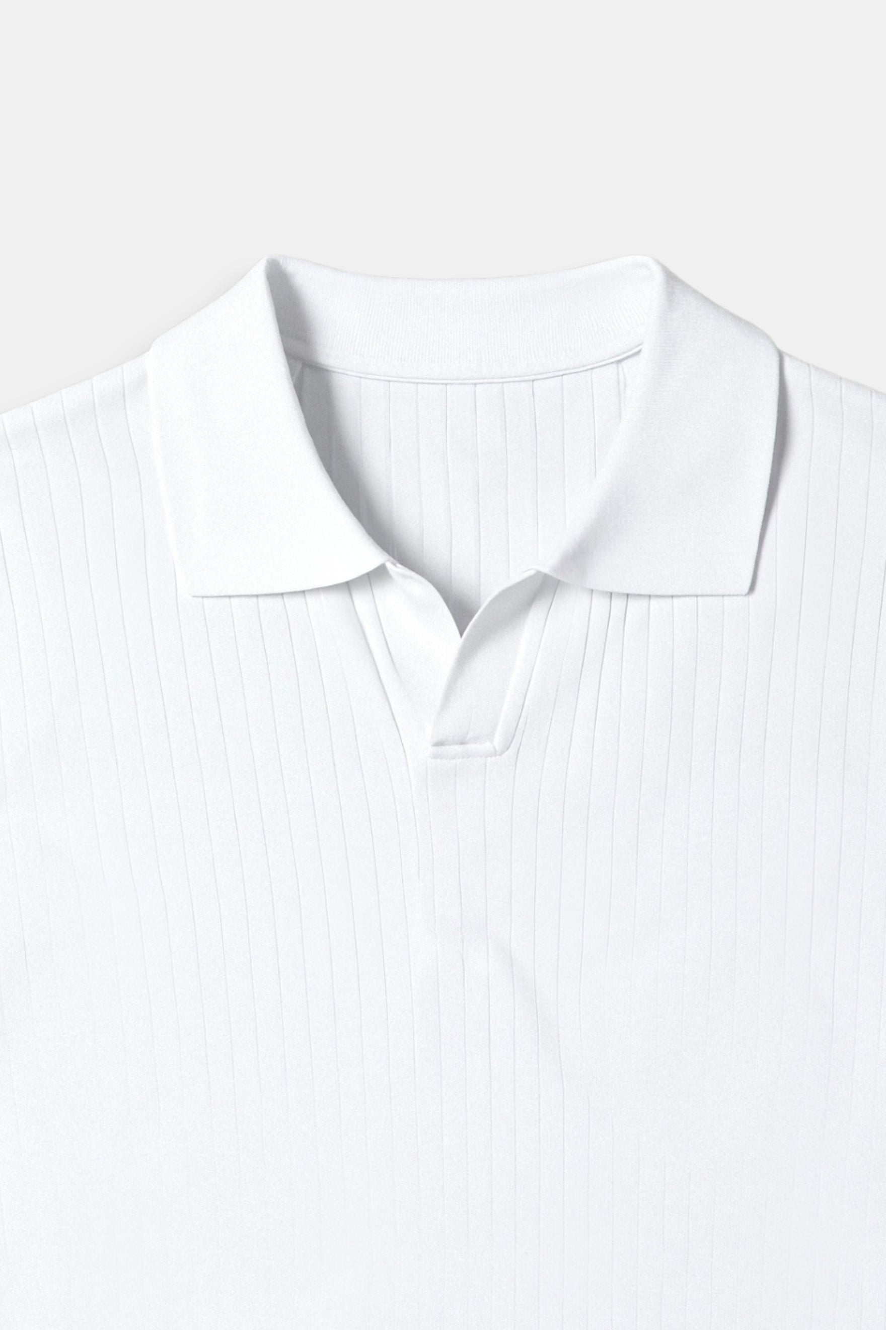 Axel | Men's Ribbed Polo Shirt White Short Sleeve