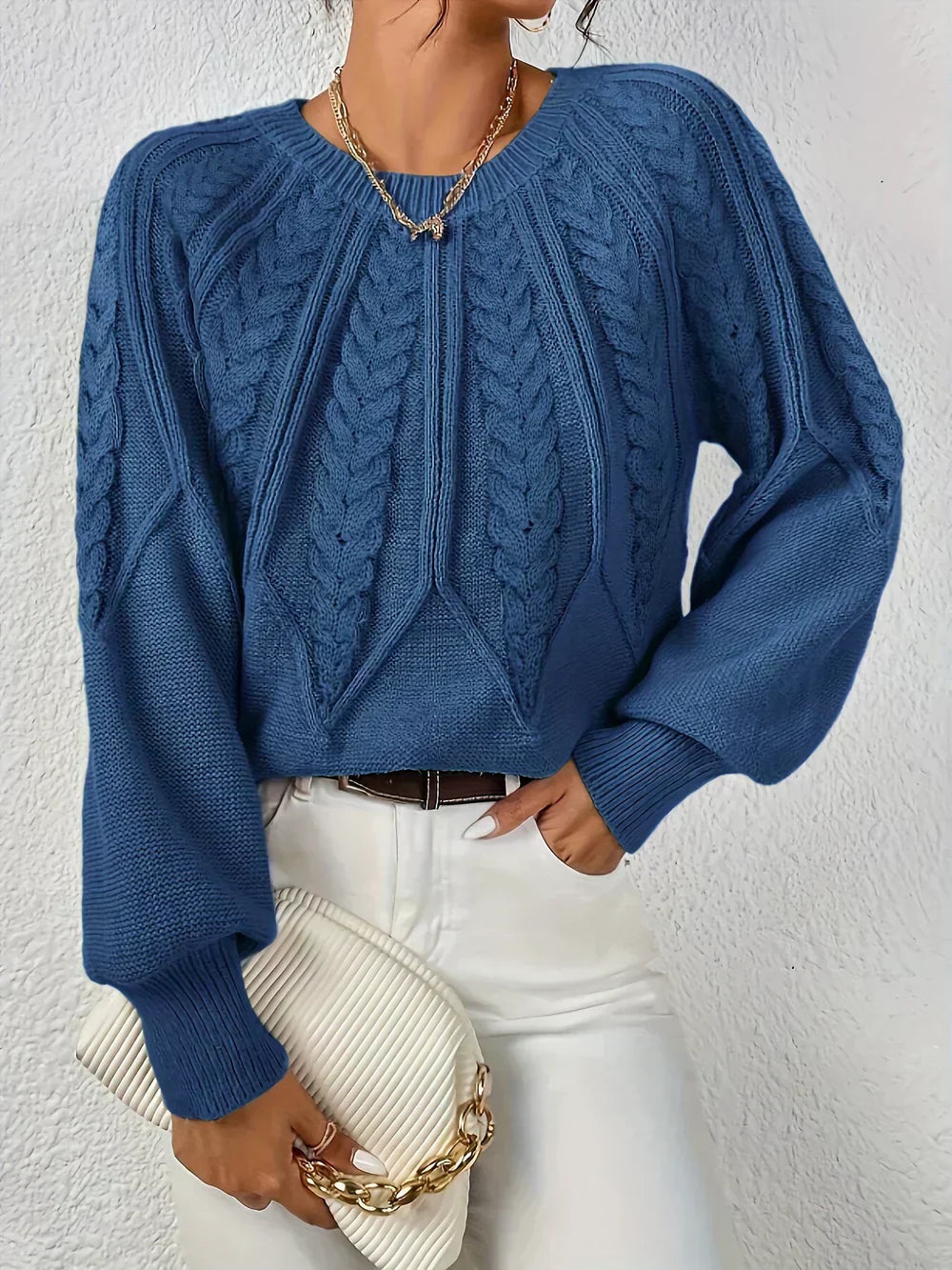 Dama Washington Margaux women's cable knit long sleeve sweater - view 3
