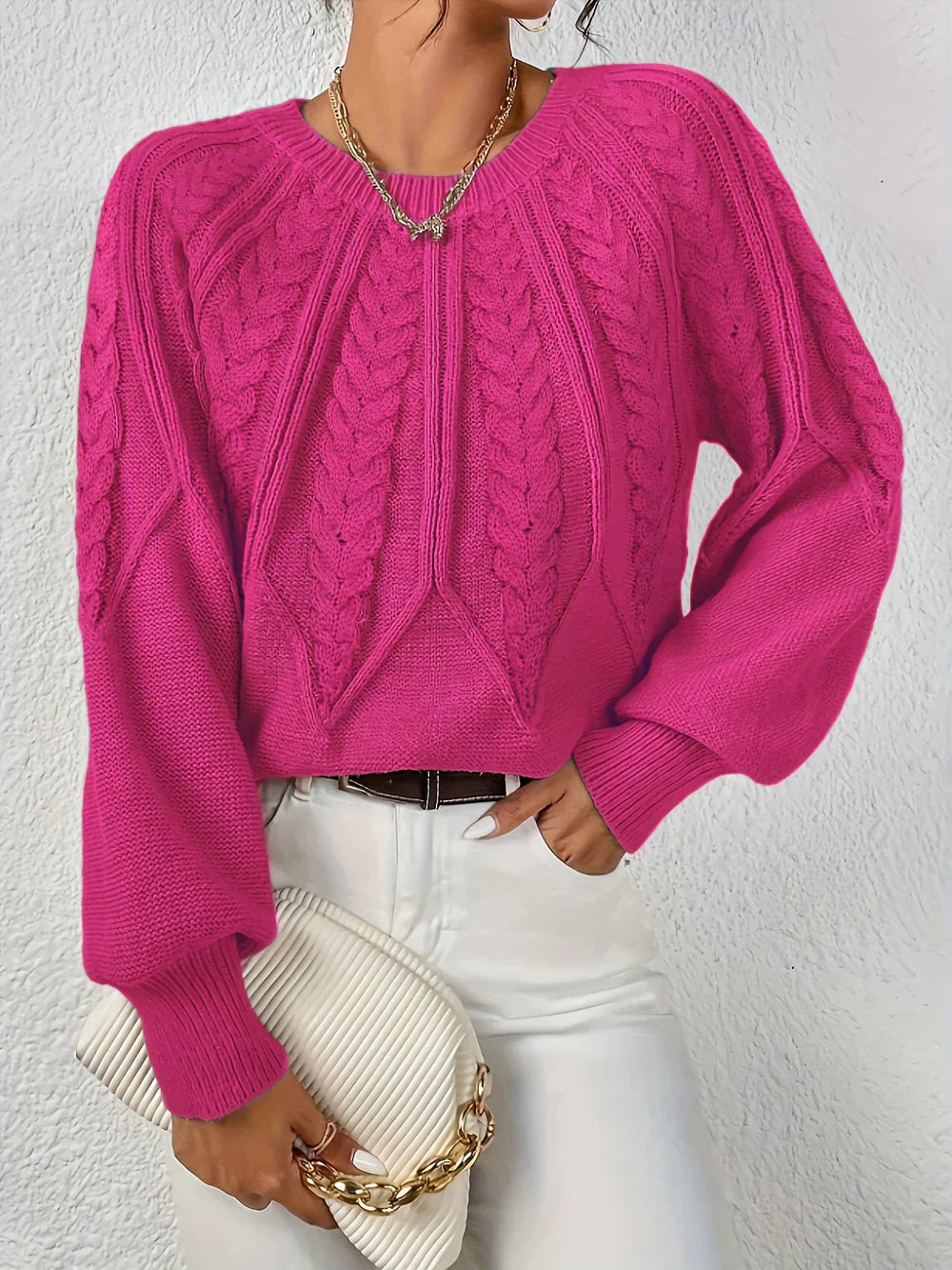 Dama Washington Margaux women's cable knit long sleeve sweater - view 7