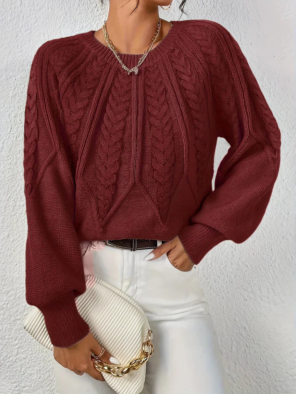 Dama Washington Margaux women's cable knit long sleeve sweater - view 4