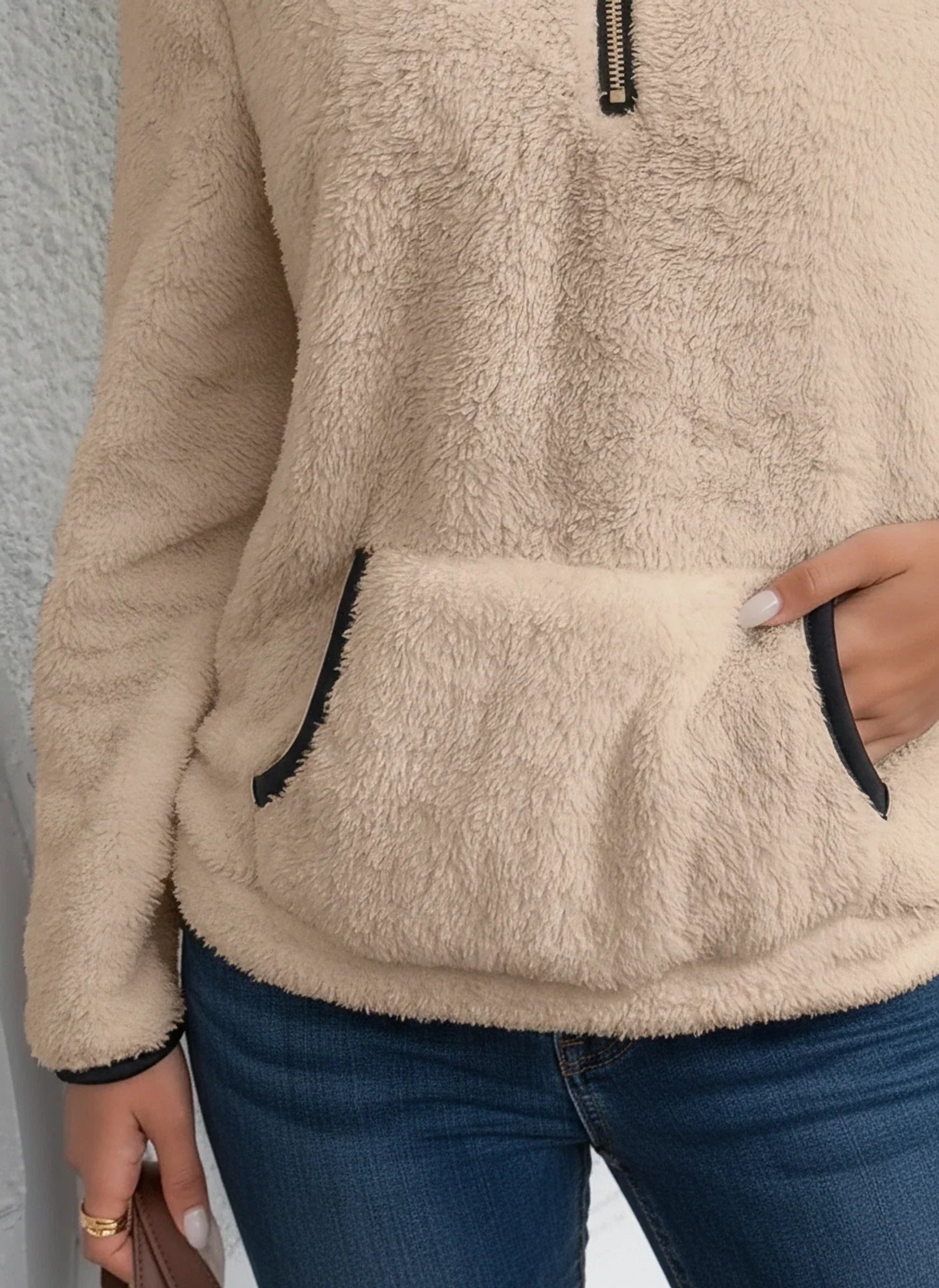 Luisa | Women's Quarter Zip Fleece Pullover Cream