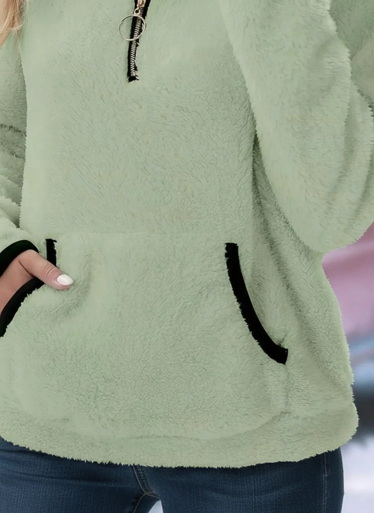 Luisa | Women's Quarter Zip Fleece Pullover Cream