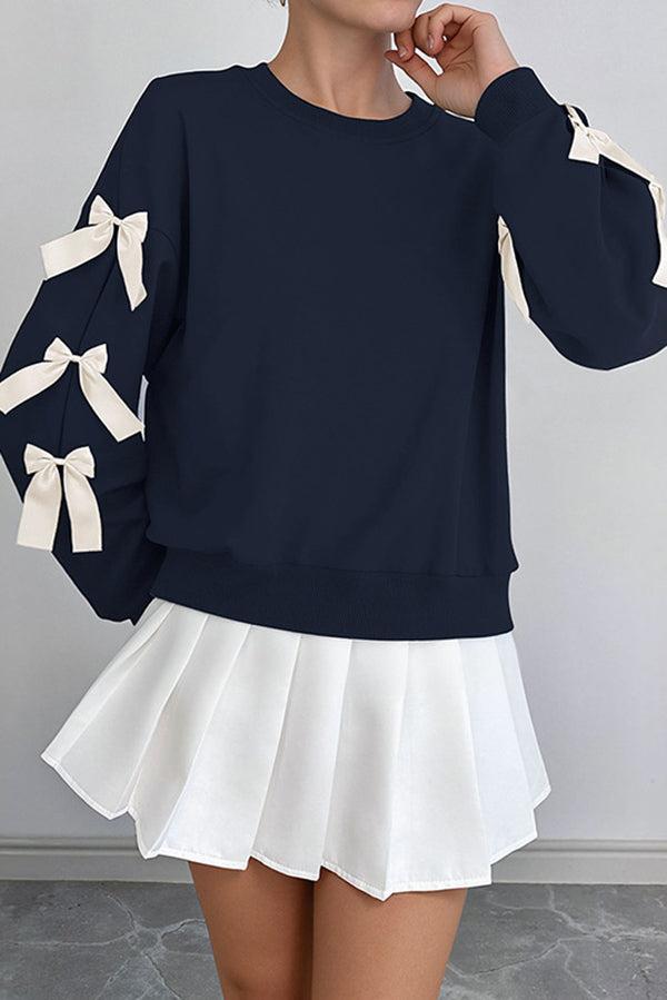 Isla | Women's Coquette Bow Sweater Red Long Sleeve