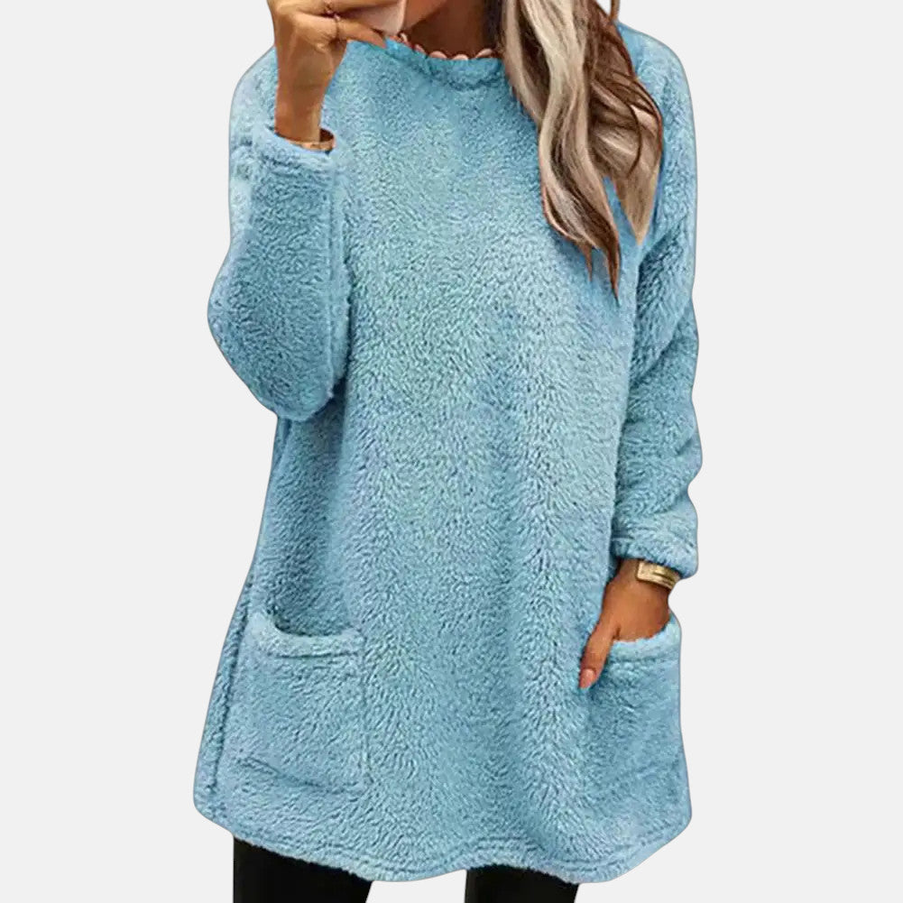 Ivy | Women's Oversized Sweater Dress Black Pockets