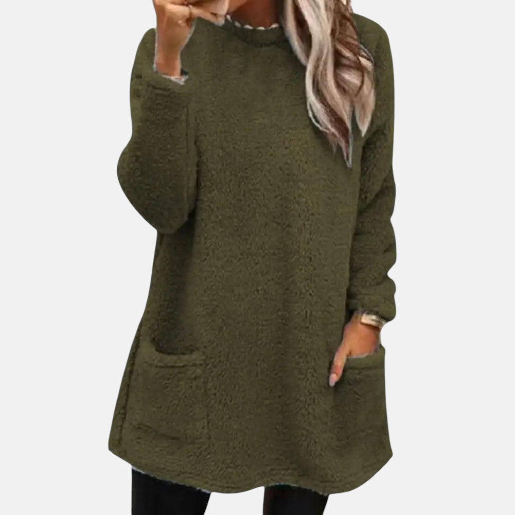 Ivy | Women's Oversized Sweater Dress Black Pockets