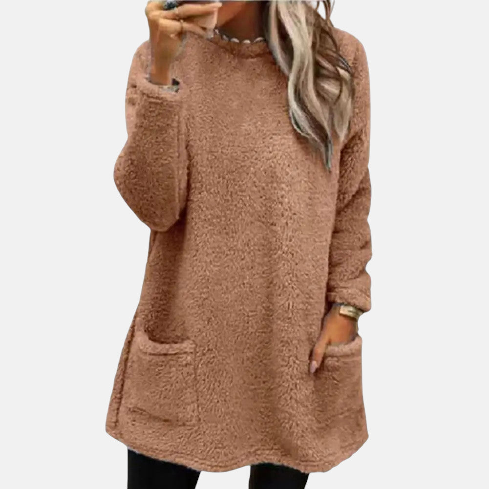 Ivy | Women's Oversized Sweater Dress Black Pockets