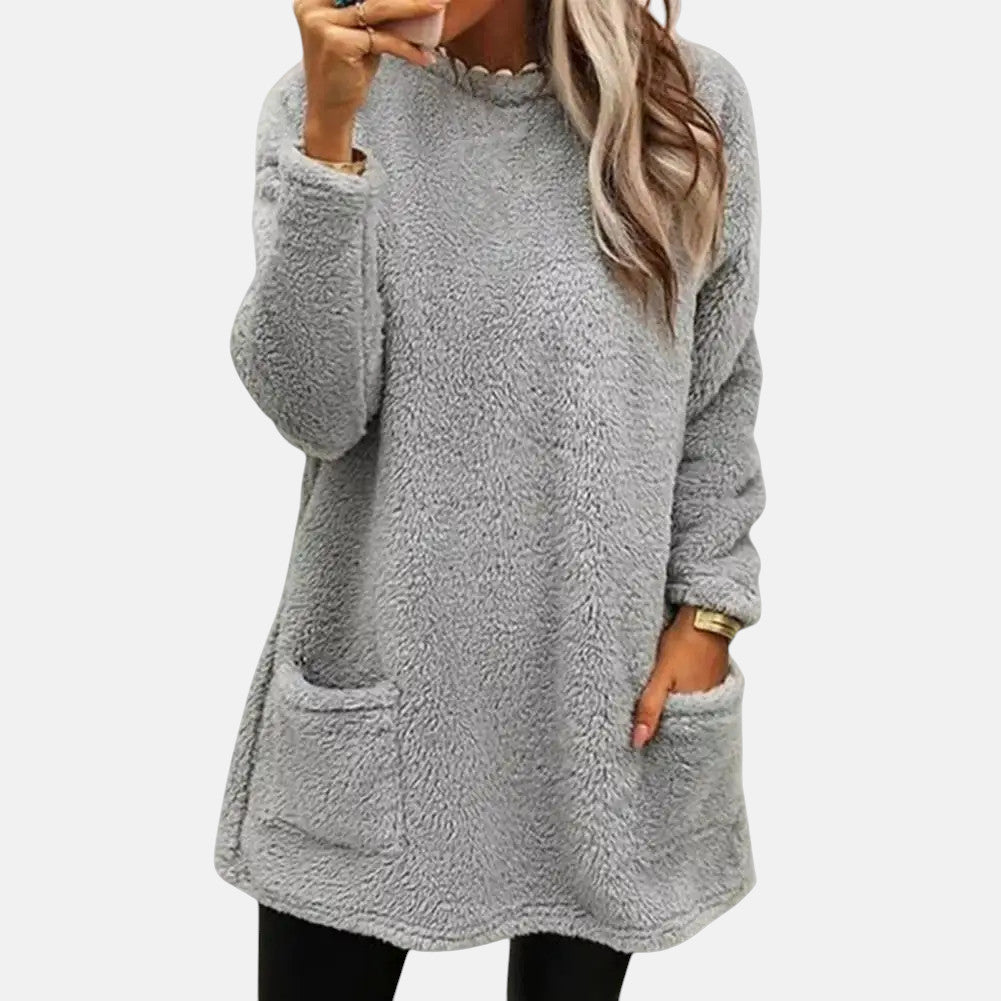 Ivy | Women's Oversized Sweater Dress Black Pockets