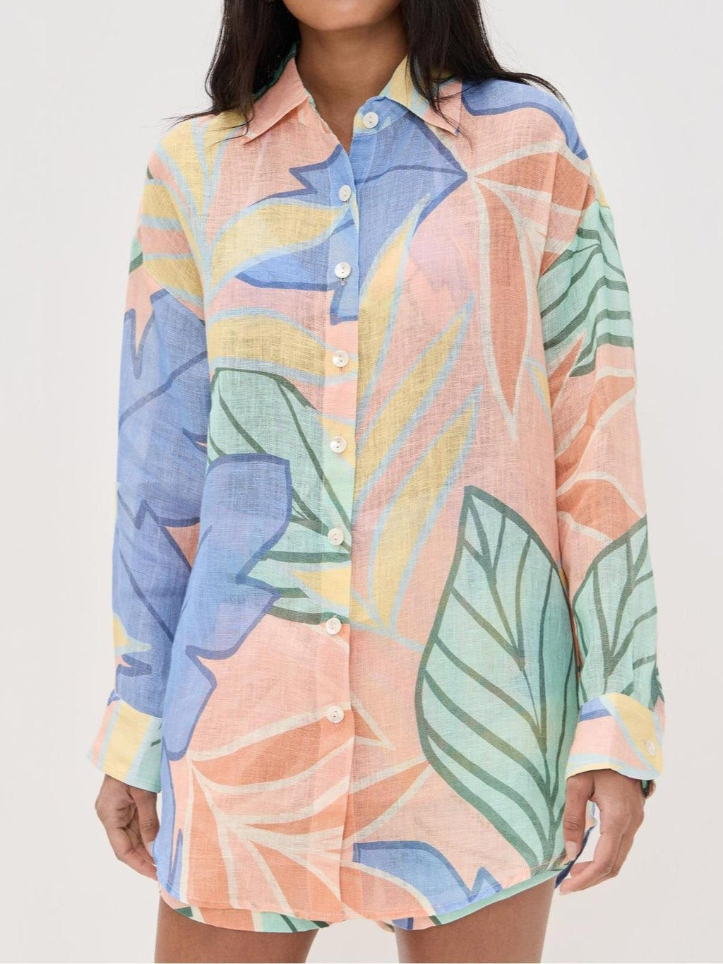 Dama Washington Sable women's button down shirt multicolor abstract print - view 3