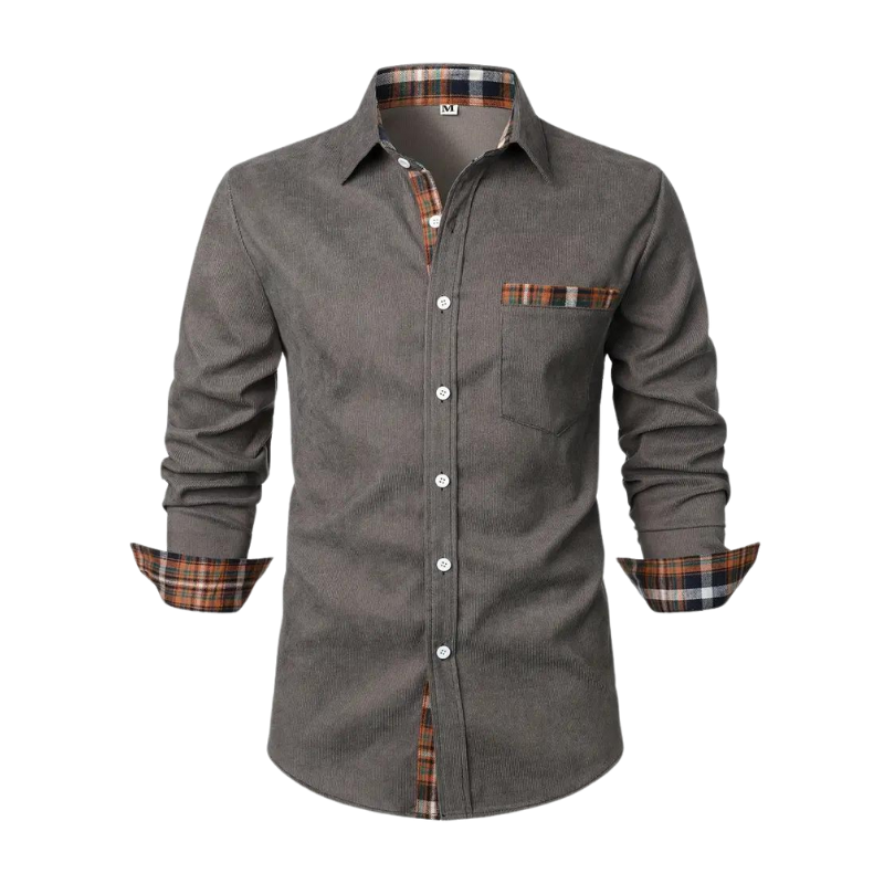 Arden | Men's Long Sleeve Button Up Shirt Sage Green Plaid Trim
