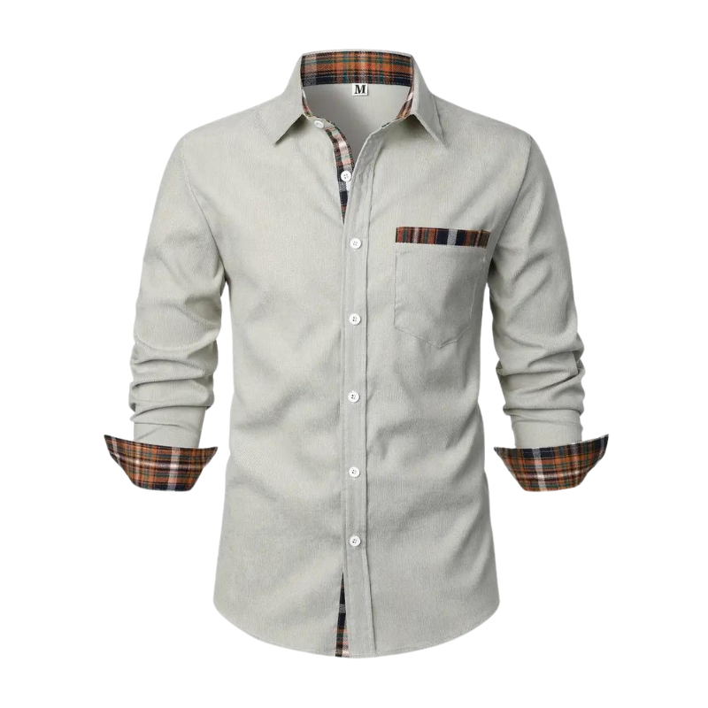 Arden | Men's Long Sleeve Button Up Shirt Sage Green Plaid Trim