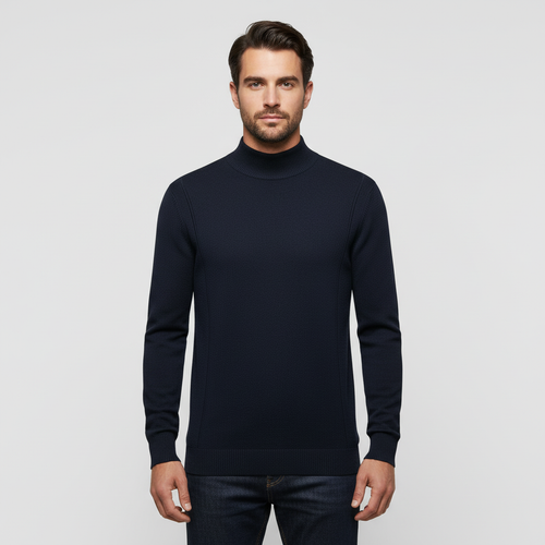 Dama Washington Ashford men's turtleneck sweater navy - front view