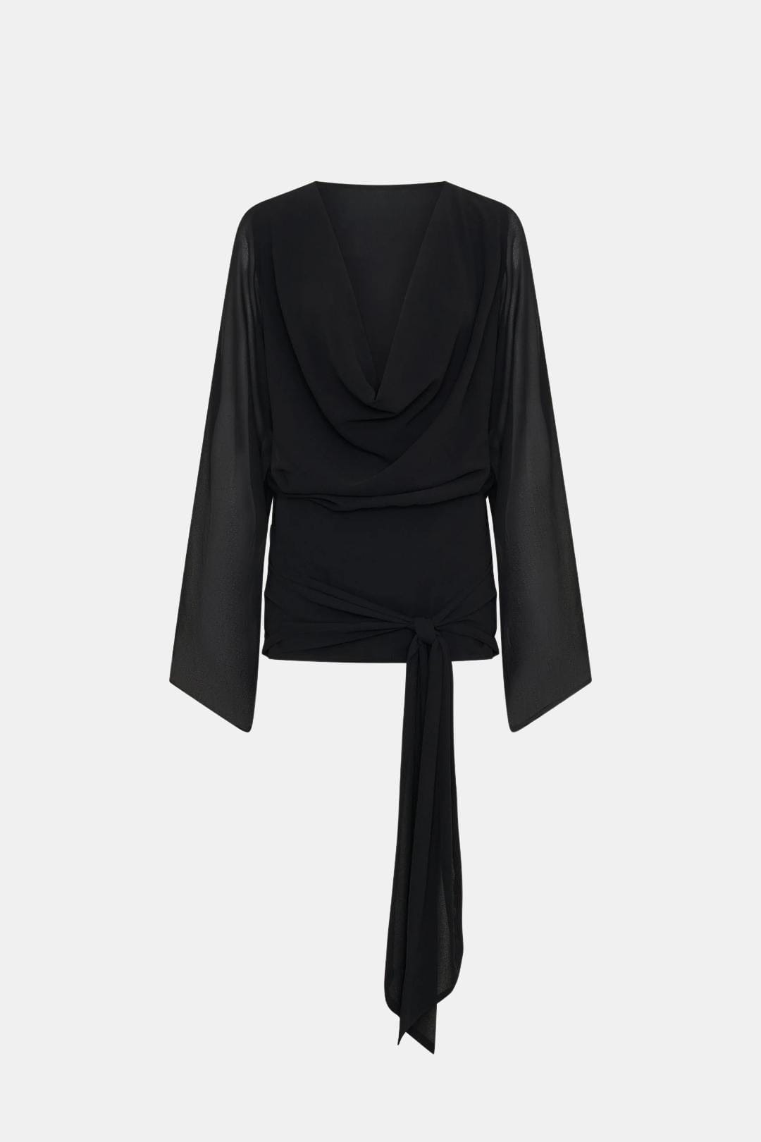 Opal | Women's Cowl Neck Wrap Top Cream Tie Front