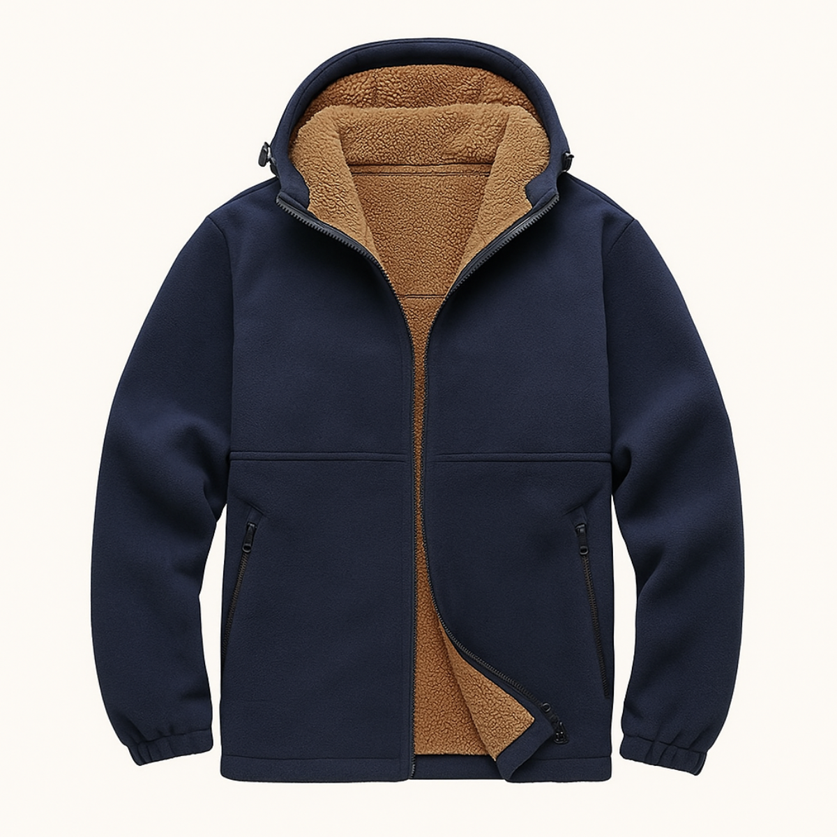Kade | Men's Sherpa Fleece Zip Up Hoodie Navy