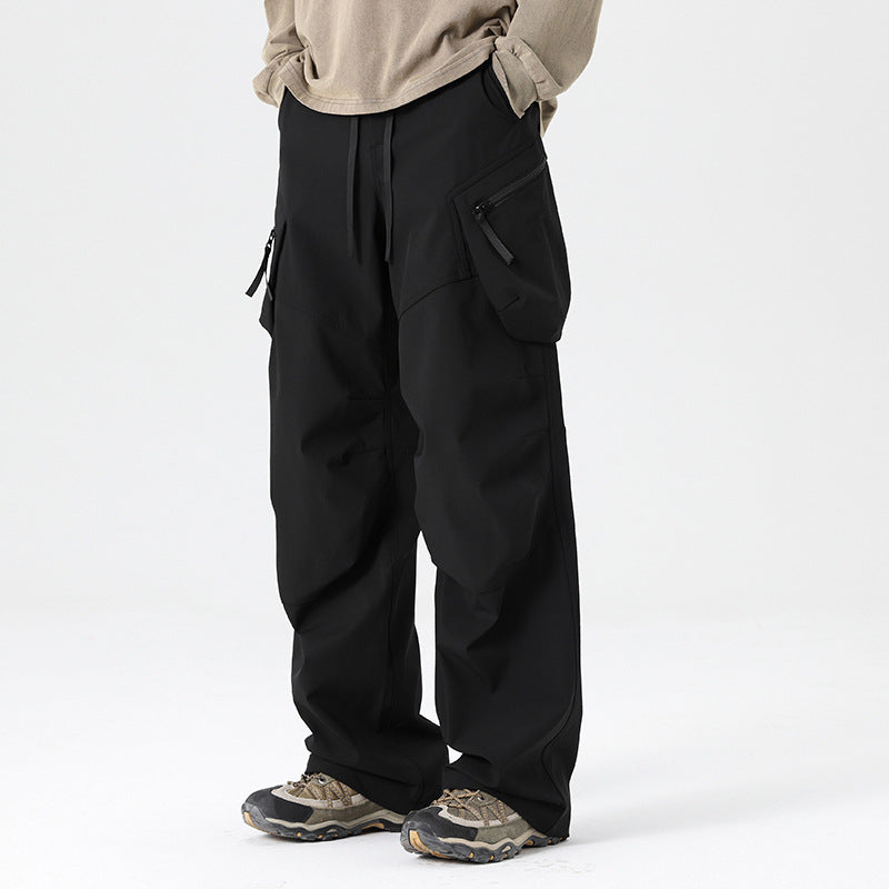 Voss | Men's Streetwear Cargo Pants Black Wide Leg