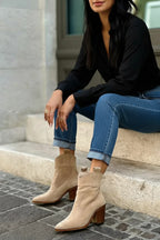 Dama Washington Luisa women's western ankle boots block heel cream - view 2