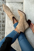 Dama Washington Luisa women's western ankle boots block heel cream - view 3