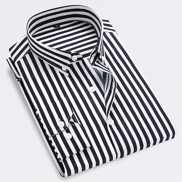 Axel | Men's Striped Button Up Shirt Navy White