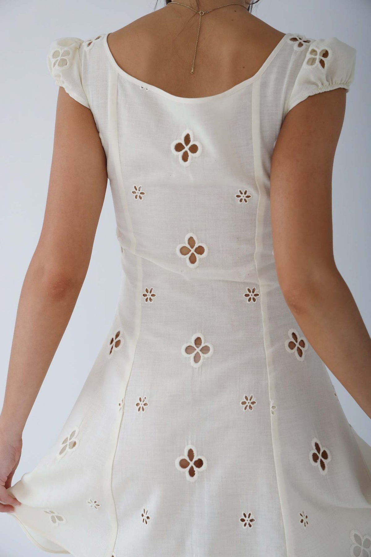 Dama Washington Ember women's eyelet midi dress cream puff sleeve - view 8