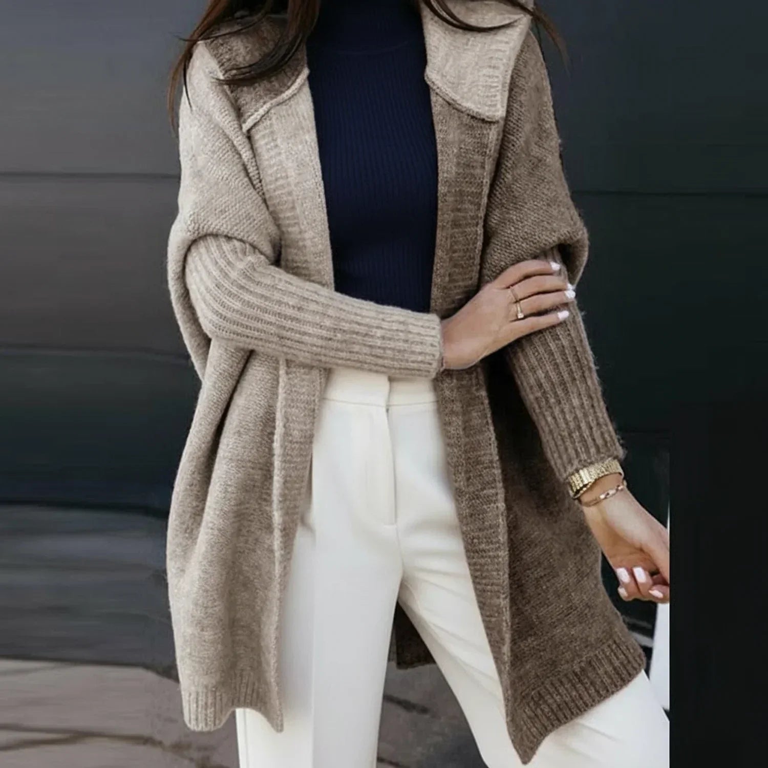 Lola | Women's Oversized Cardigan Sweater Beige Knit