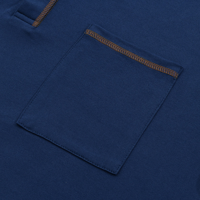 Axel | Men's Henley Shirt Navy Short Sleeve Button Pocket