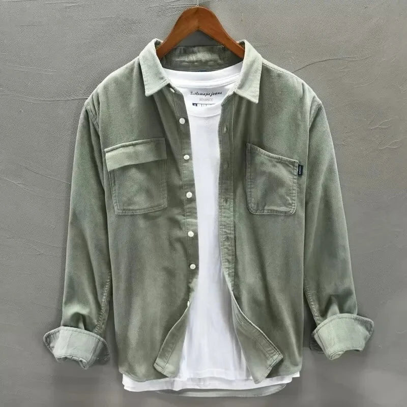 Voss | Men's Casual Denim Shirt Gray Button Up