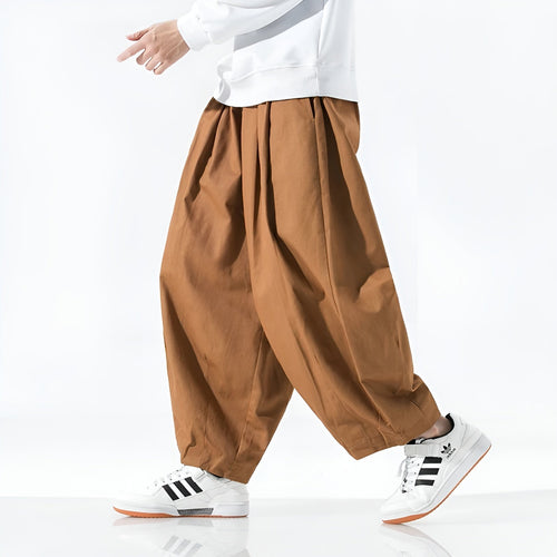 Dama Washington Arlo men's pleated wide leg pants camel - front view