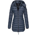 Dama Washington Demi women's puffer coat navy long hooded winter - front view