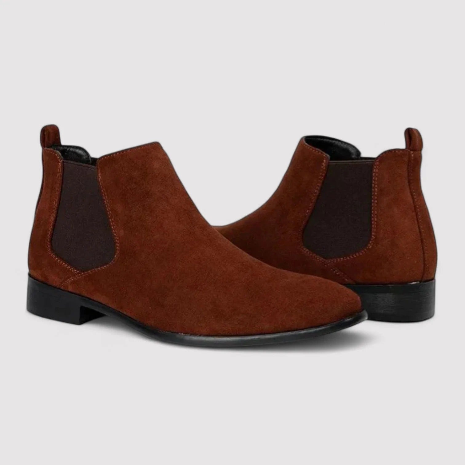 Ines | Men's Suede Chelsea Boots Beige Block Heel