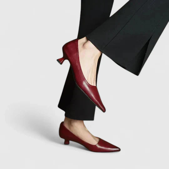 Maren | Women's Pointed Toe Kitten Heel Pump Burgundy
