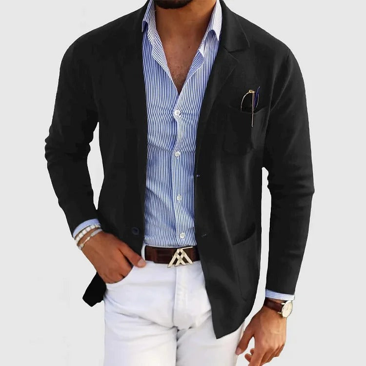 Axel | Men's Casual Blazer Gray Linen Single Breasted