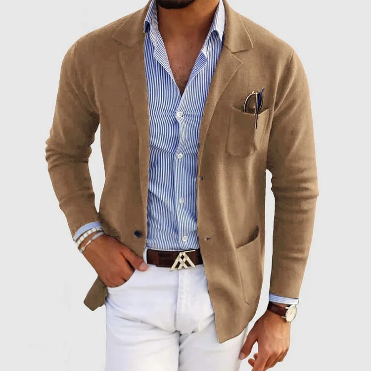 Axel | Men's Casual Blazer Gray Linen Single Breasted