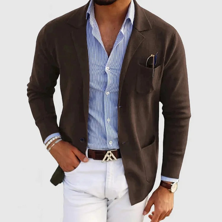 Axel | Men's Casual Blazer Gray Linen Single Breasted