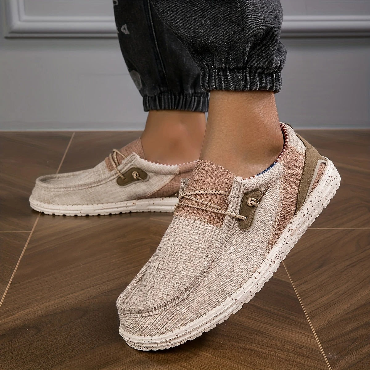 Faye | Women's Canvas Loafer Mule Cream Comfort Slip On