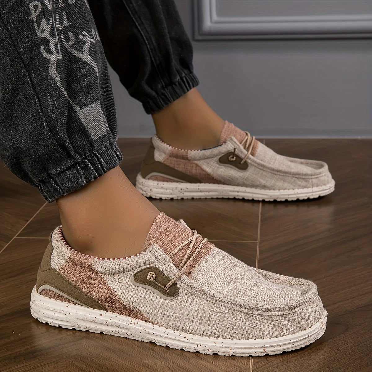 Faye | Women's Canvas Loafer Mule Cream Comfort Slip On