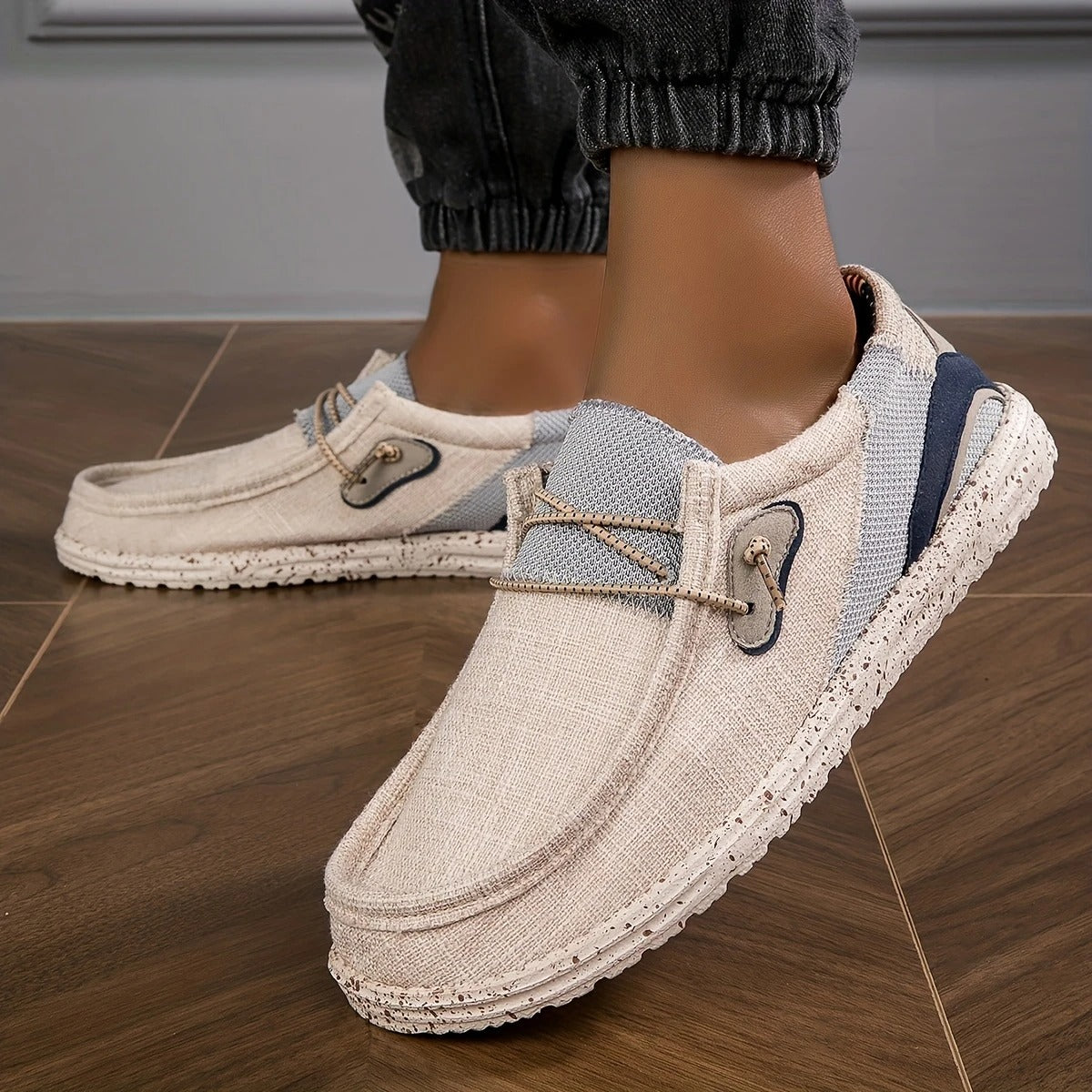 Faye | Women's Canvas Loafer Mule Cream Comfort Slip On