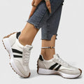 Dama Washington Aria women's walking sneakers white black lace up - front view