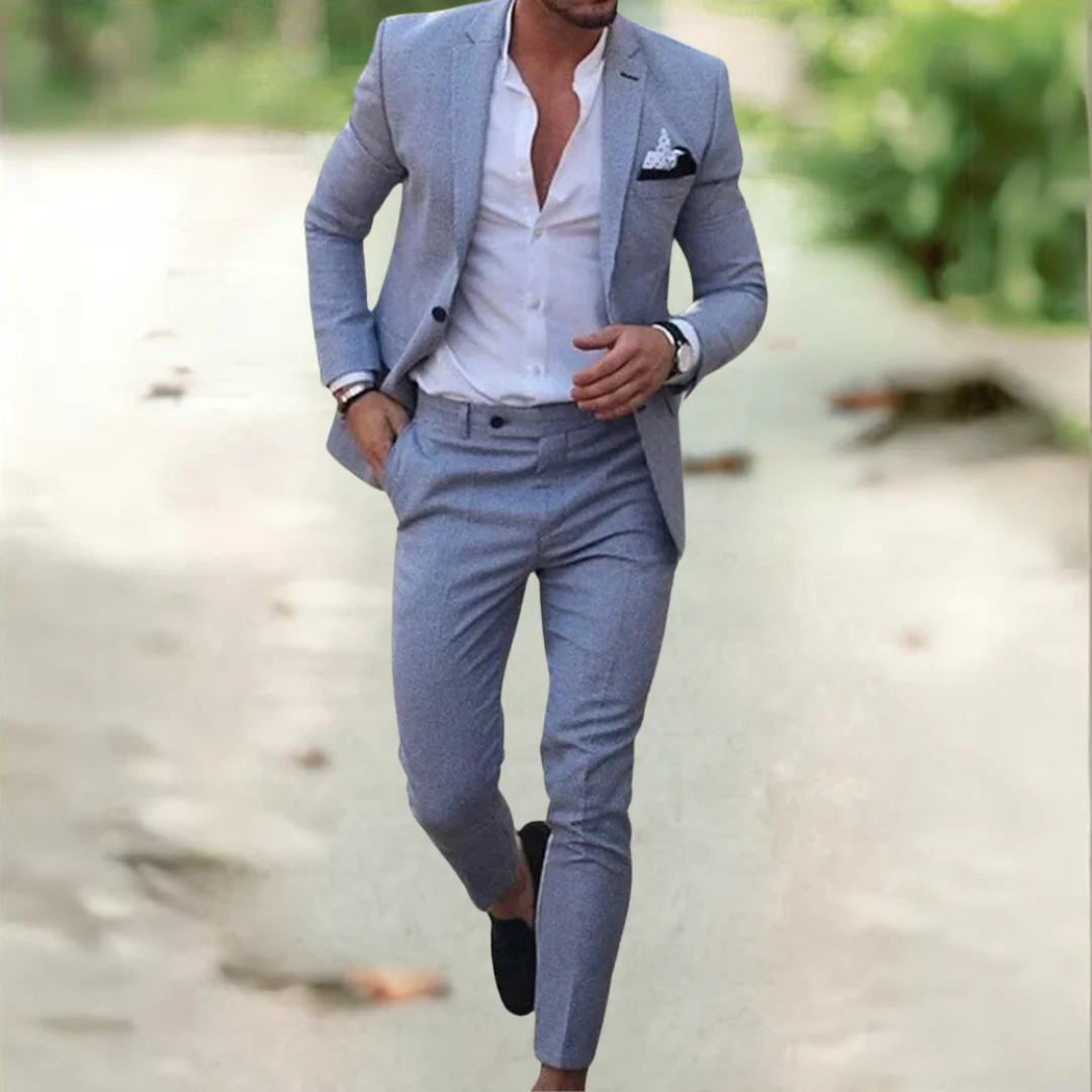 Axel | Men's Gray Suit Two Piece Tailored Pants