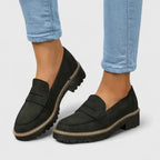Dama Washington Nola women's platform loafer black lug sole - front view