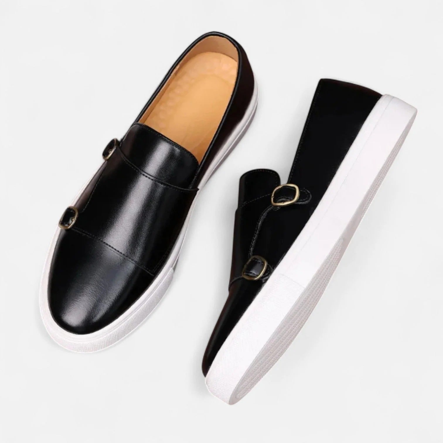 Axel | Men's Double Monk Strap Loafers Brown Leather