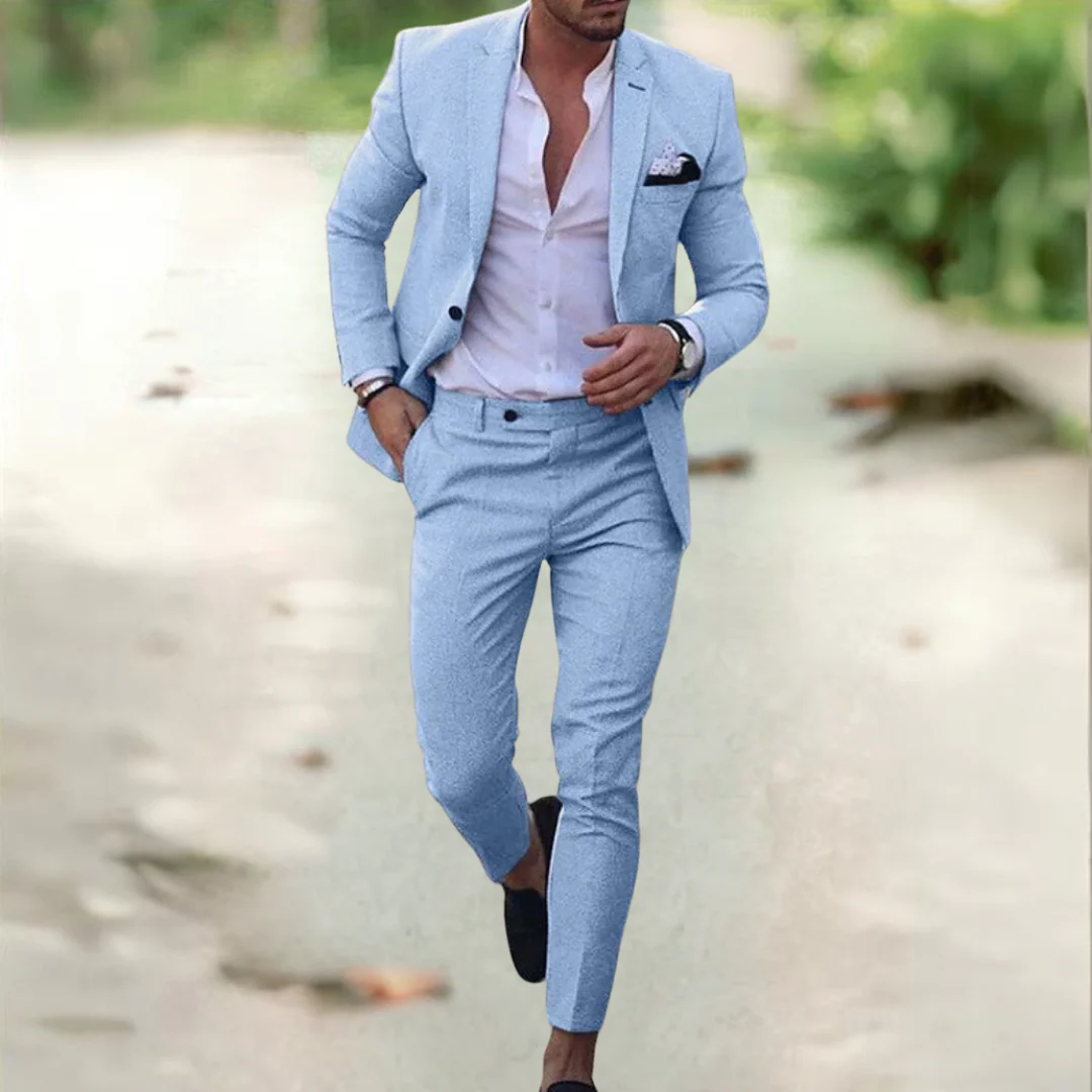 Axel | Men's Gray Suit Two Piece Tailored Pants