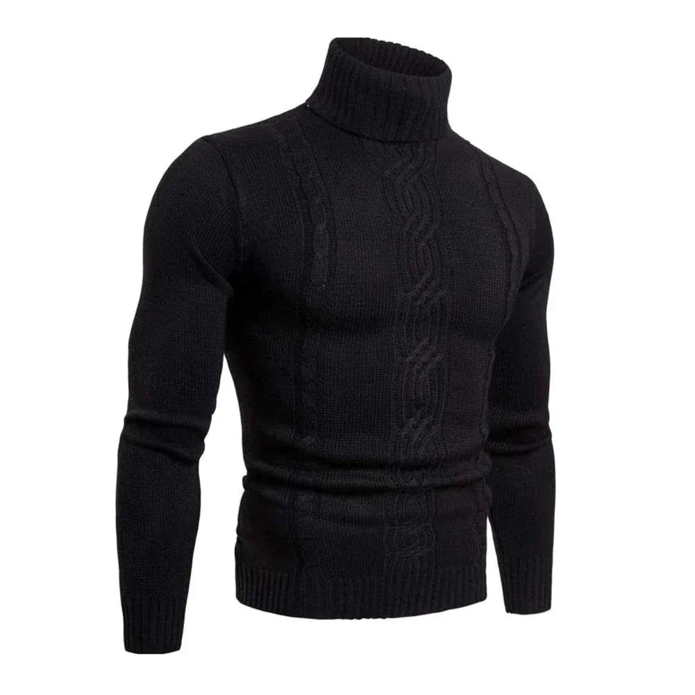 Axel | Men's Cable Knit Turtleneck Sweater Black