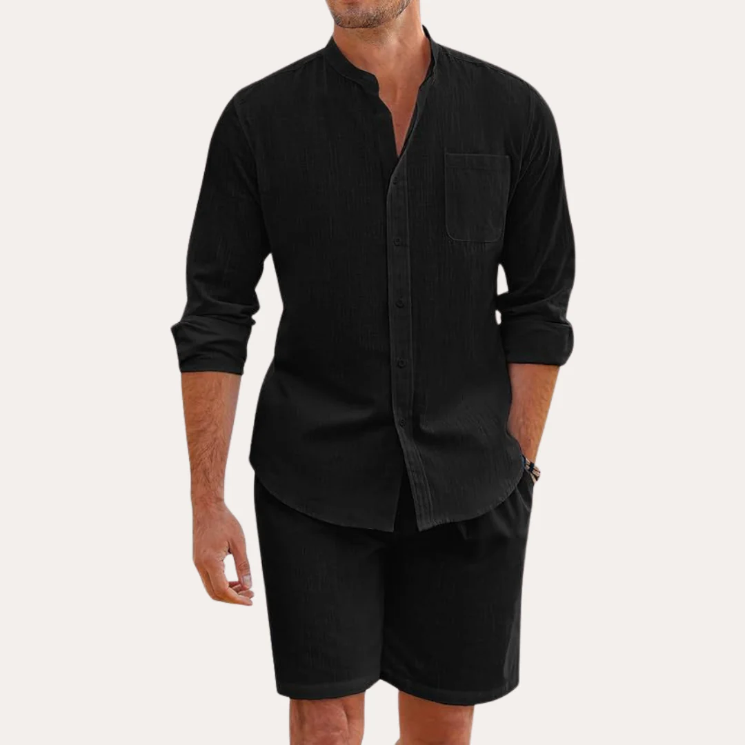 Rowan | Men's Linen Shirt Cream Long Sleeve Button Up