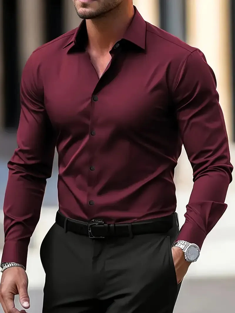 Axel | Men's Dress Shirt Light Blue Long Sleeve Pocket