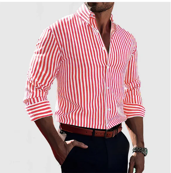 Bram | Men's Striped Button Up Shirt Blue White