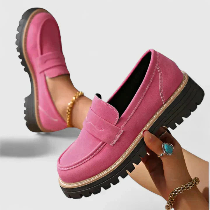 Nola | Women's Platform Loafer Black Lug Sole
