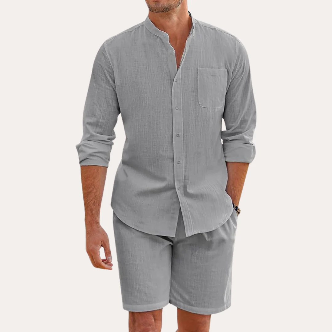 Rowan | Men's Linen Shirt Cream Long Sleeve Button Up